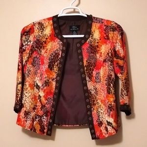 Vintage Trenz by Theresa Renz, Silk Blend Animal Print Jacket Size Small EUC